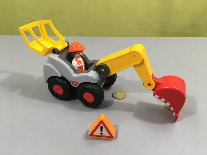 Playmobil 1.2.3 - 70125 Pelleteuse-Manque les 3 blocs, moins cher chez Petit Kiwi