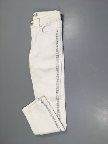 Pantalon blanc bandes latérales strass, moins cher chez Petit Kiwi