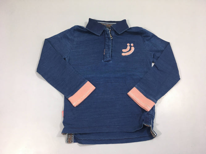 Polo m.l jersey bleu foncé flammé J&joy, moins cher chez Petit Kiwi