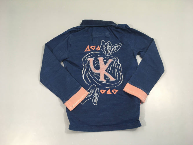 Polo m.l jersey bleu foncé flammé J&joy, moins cher chez Petit Kiwi