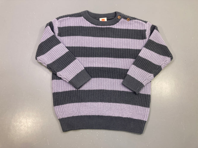 Pull rayé gris/lavande, moins cher chez Petit Kiwi