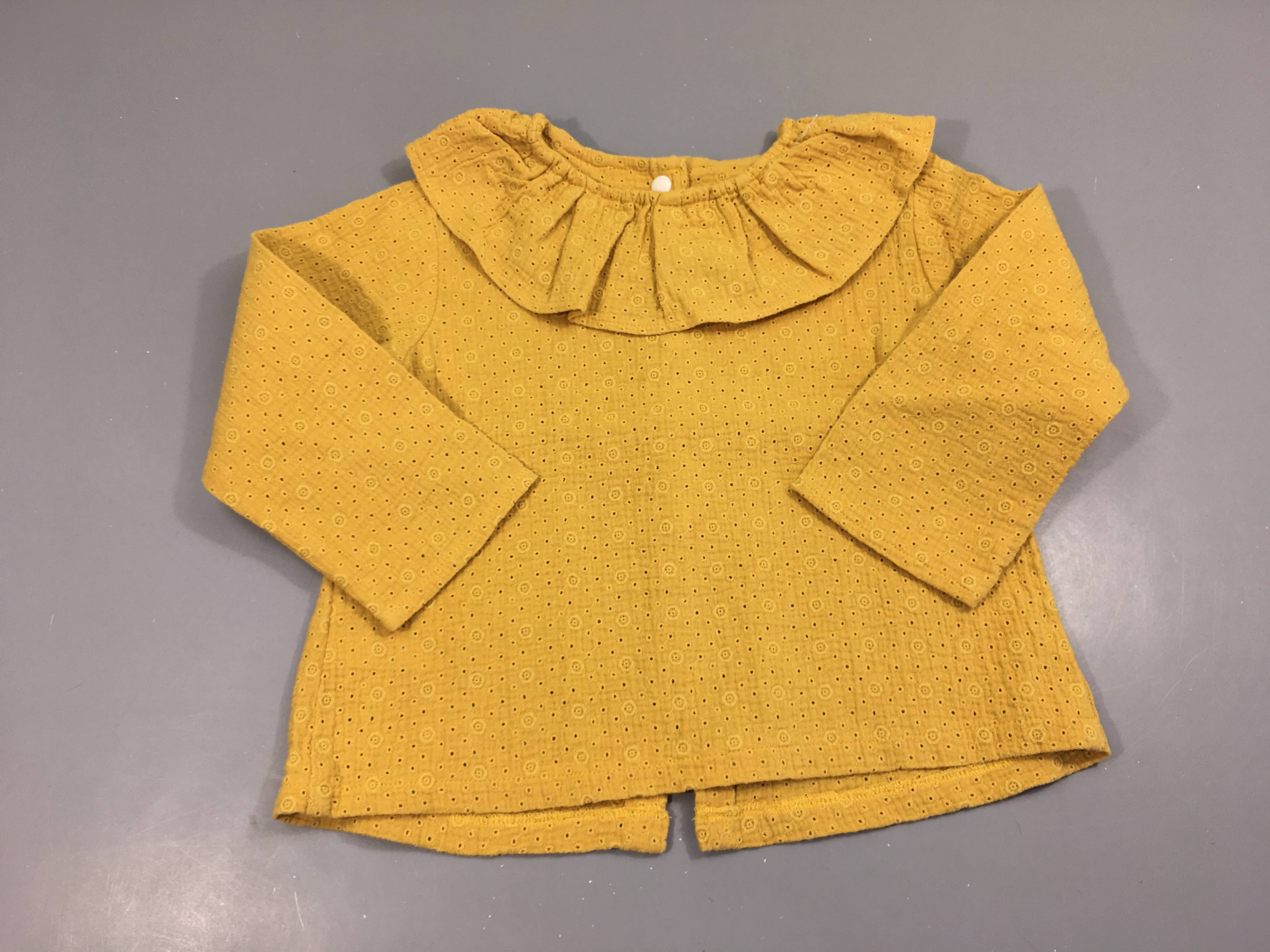 Blouse ml jaune ajouré col