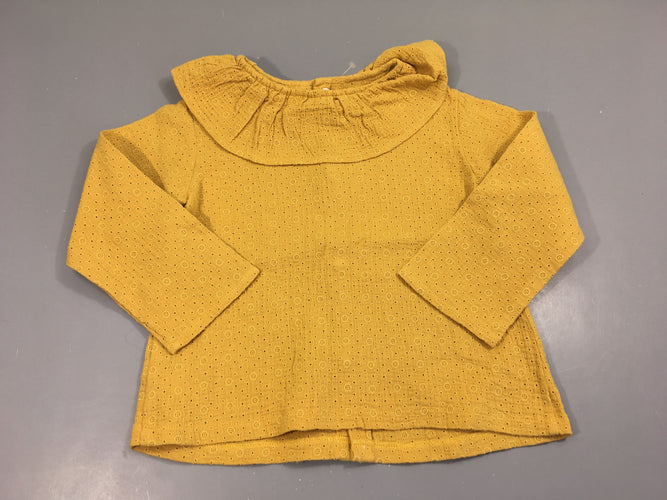 Blouse ml jaune ajouré col, moins cher chez Petit Kiwi
