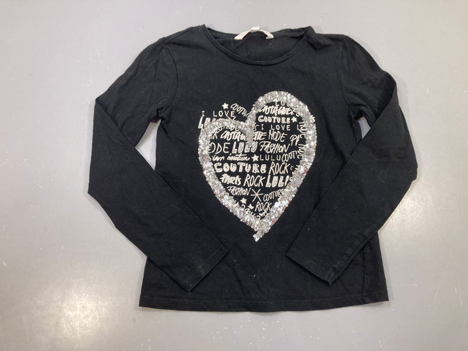 T-shirt m.l noir coeur sequins, moins cher chez Petit Kiwi