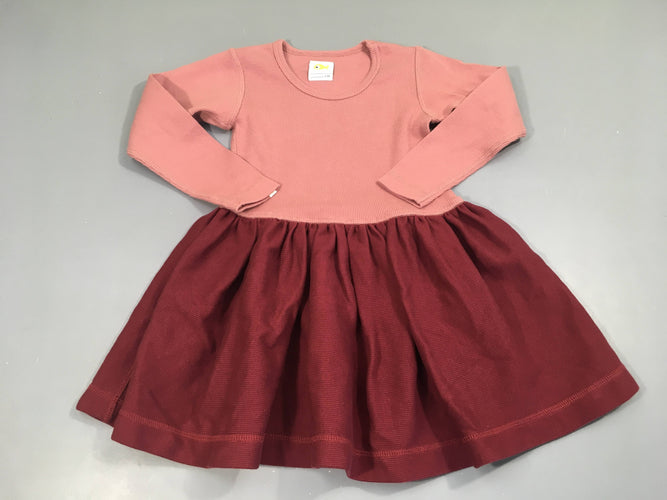 Etat neuf Robe m.l jersey côleté rose/bordeaux Bonjour Maurice, moins cher chez Petit Kiwi