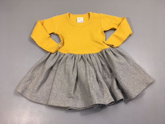 Etat neuf Robe m.l jersey côleté jaune/gris Bonjour Maurice, moins cher chez Petit Kiwi