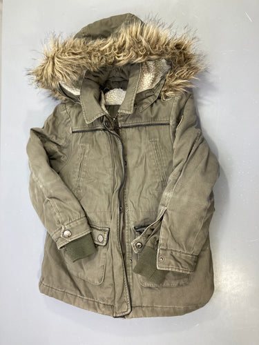 Veste kaki doublée sherpa amovible, capuche amovible, moins cher chez Petit Kiwi