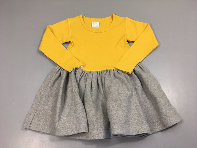 Etat neuf Robe m.l jersey côleté jaune/gris Bonjour Maurice, moins cher chez Petit Kiwi
