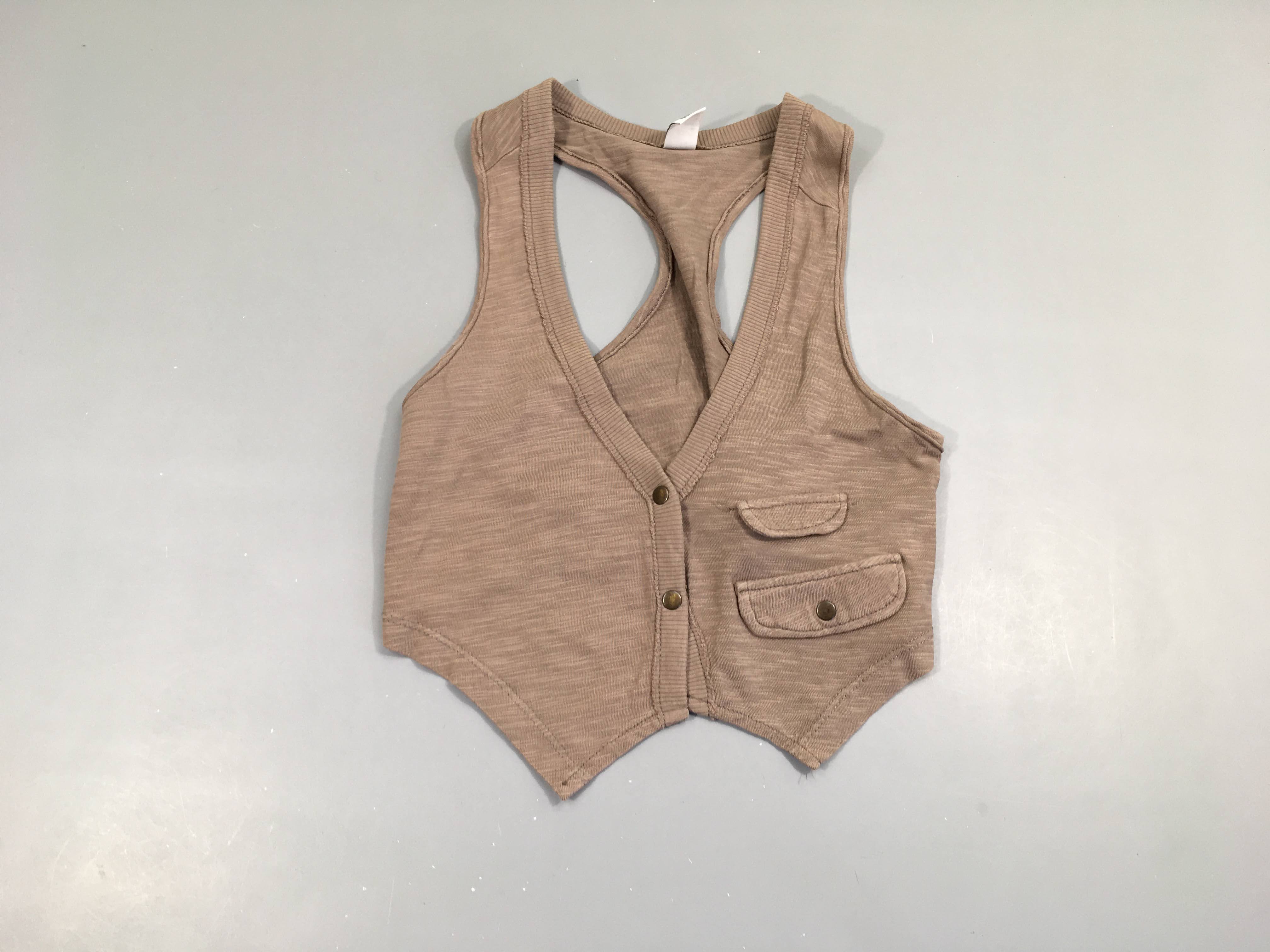 Gilet s.m court taupe flammé