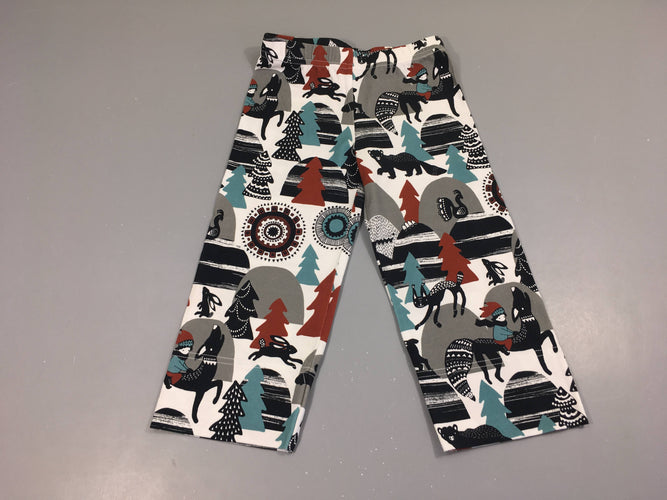Etat neuf Pantalon jersey blanc motifs forêt noir/brun/gris Aarre, moins cher chez Petit Kiwi