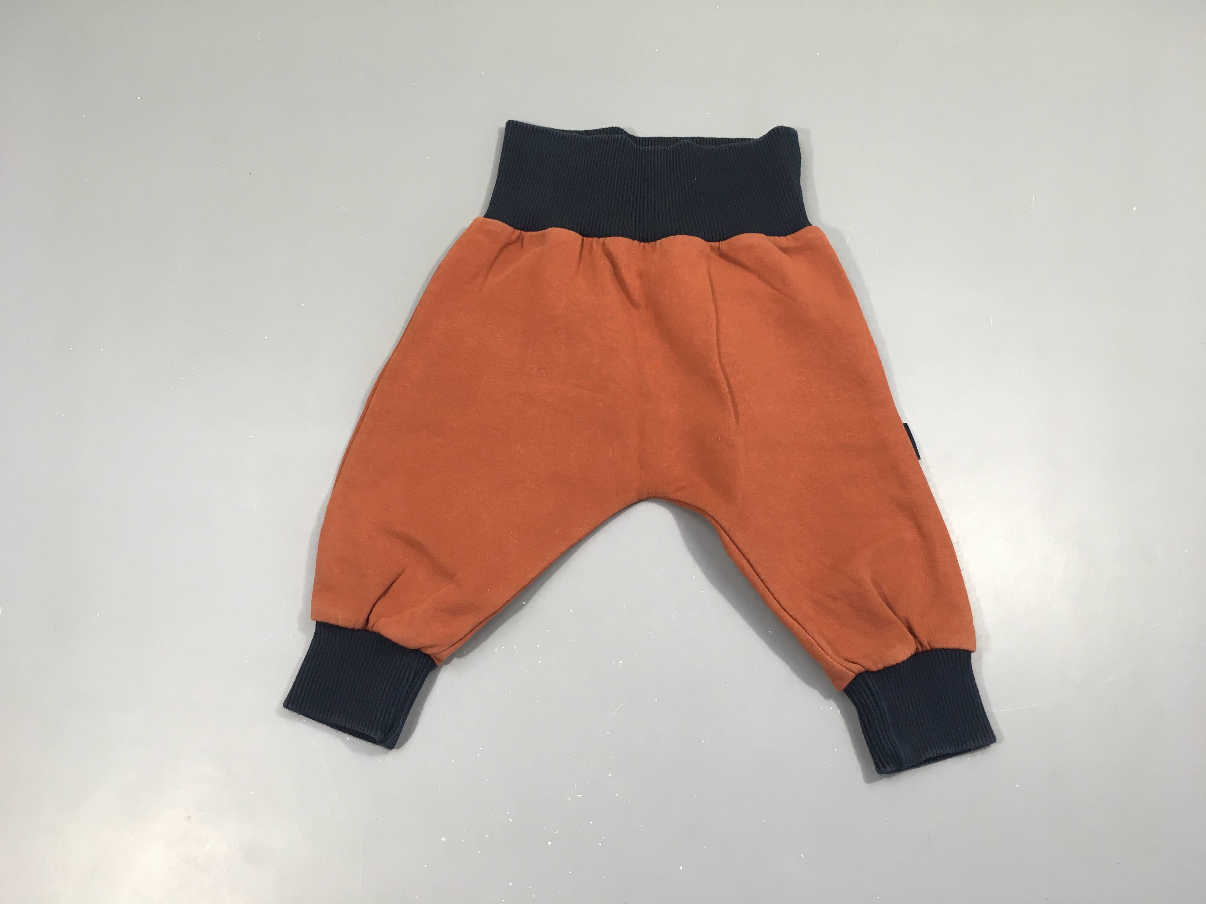 Pantalon terra cotta/bleu foncé taille et chevilles élastiques l'asticot