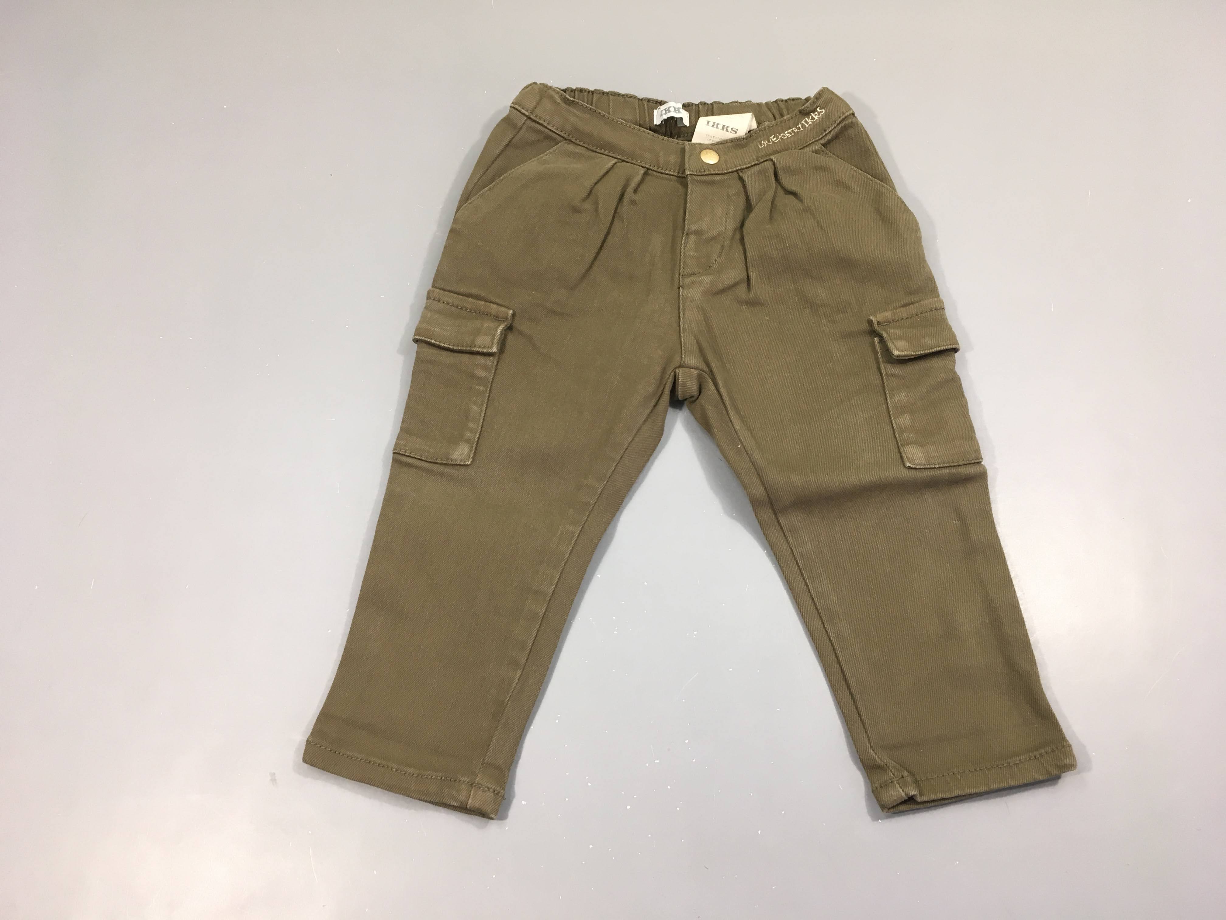 Pantalon cargo kaki taille élastique