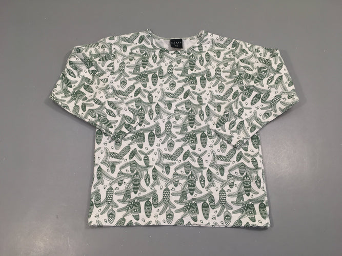 T-shirt m.l blanc motifs verts plumes Aarre, moins cher chez Petit Kiwi