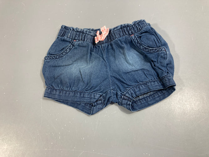 Short bouffant en jean bleu, moins cher chez Petit Kiwi