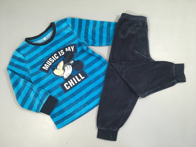 Pyjama 2pcs velours bleu Mickey, moins cher chez Petit Kiwi