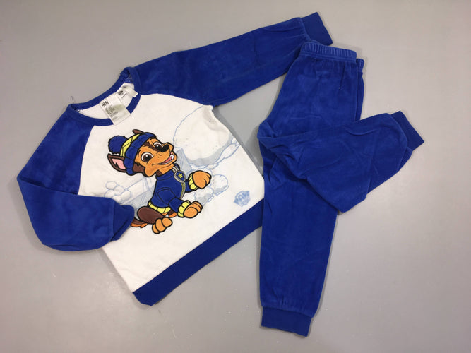 Pyjama 2pcs velours blanc-bleu Chase Pat patrouille, moins cher chez Petit Kiwi