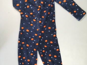 Surpyjama velours bleu foncé motifs citrouilles