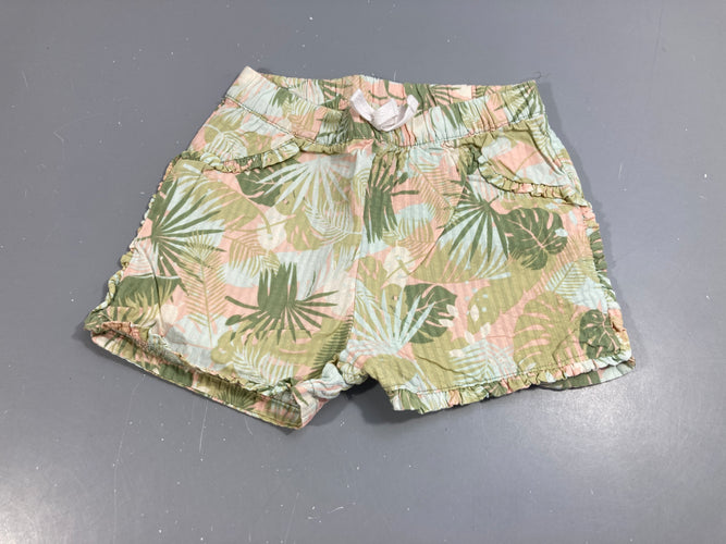 Short toile imprimé jungle vert et rose, moins cher chez Petit Kiwi