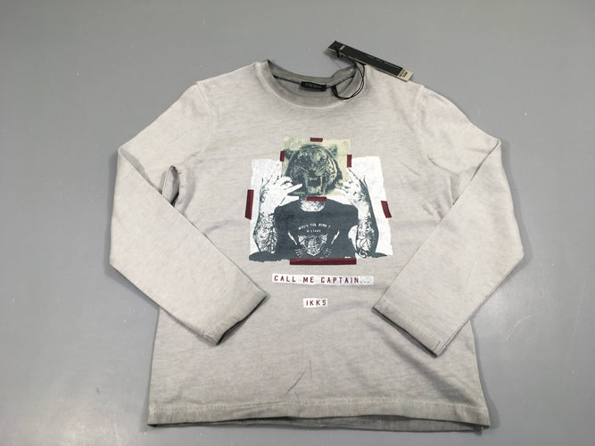 NEUF T-shirt m.l gris effet délavé tigre, moins cher chez Petit Kiwi