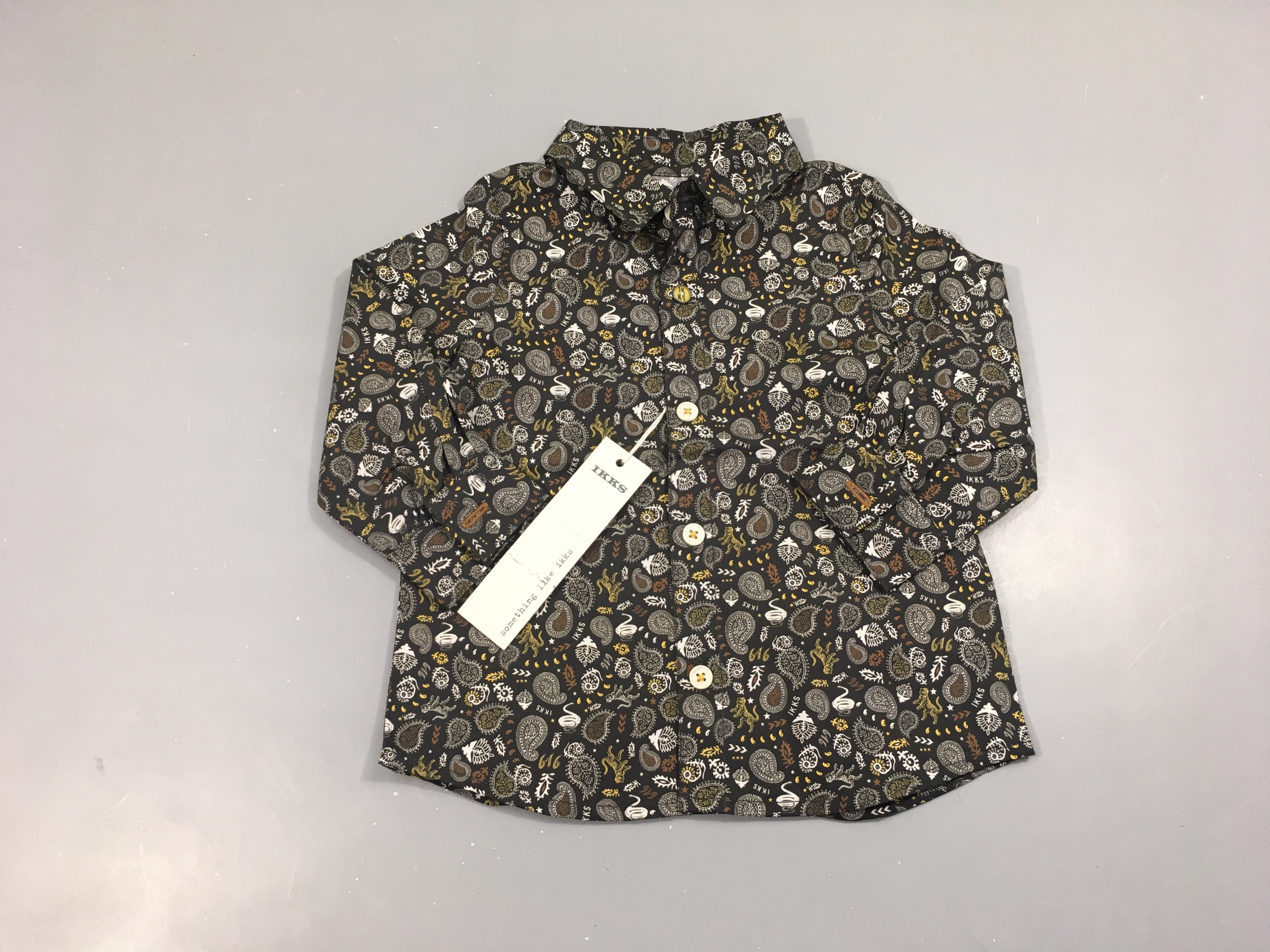 NEUF chemise ml noire motifs cachemire