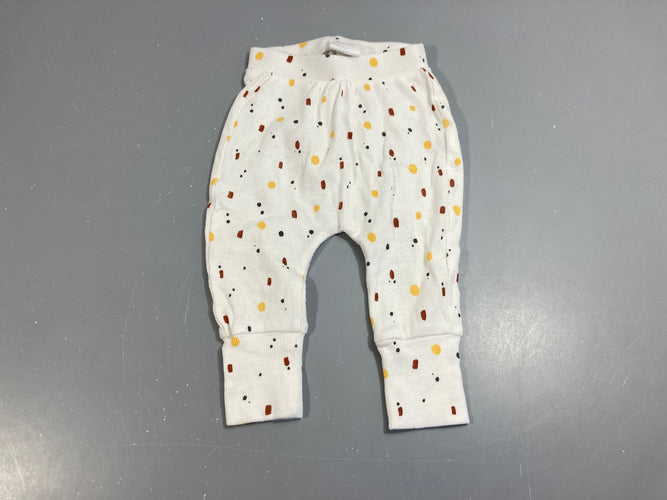 Legging jersey blanc pois jaune/brun, moins cher chez Petit Kiwi