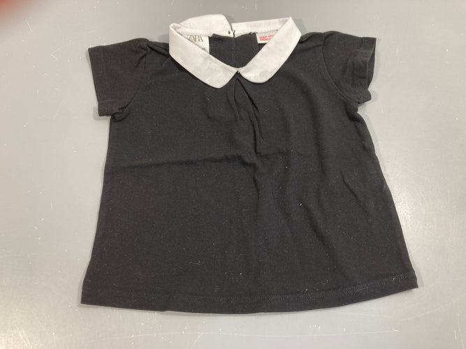 T-shirt m.c noir col claudine blanc, moins cher chez Petit Kiwi
