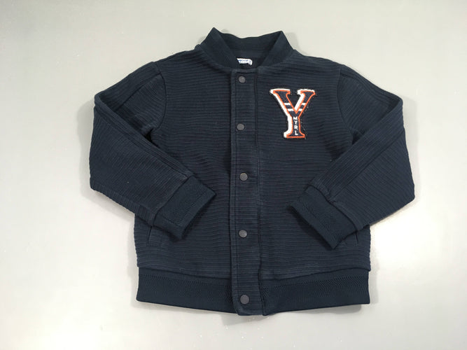 Sweat/veste style bomber bleu foncé texturé Y, moins cher chez Petit Kiwi