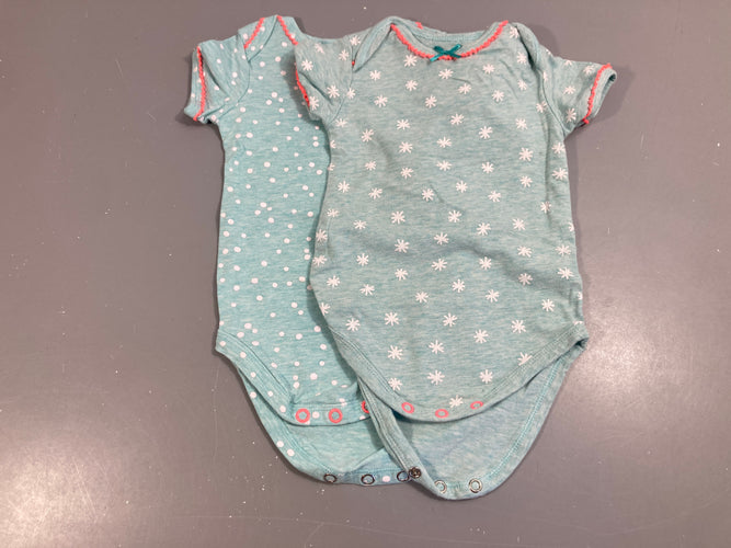 Lot de 2 bodies.m.c  bleu clair avec fleurs, moins cher chez Petit Kiwi