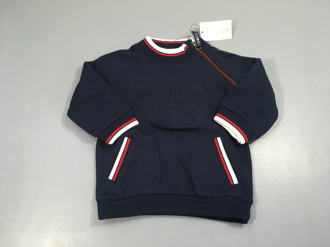 NEUF Sweat bleu marine enbossé 64 zip col montant Picco Mini, moins cher chez Petit Kiwi