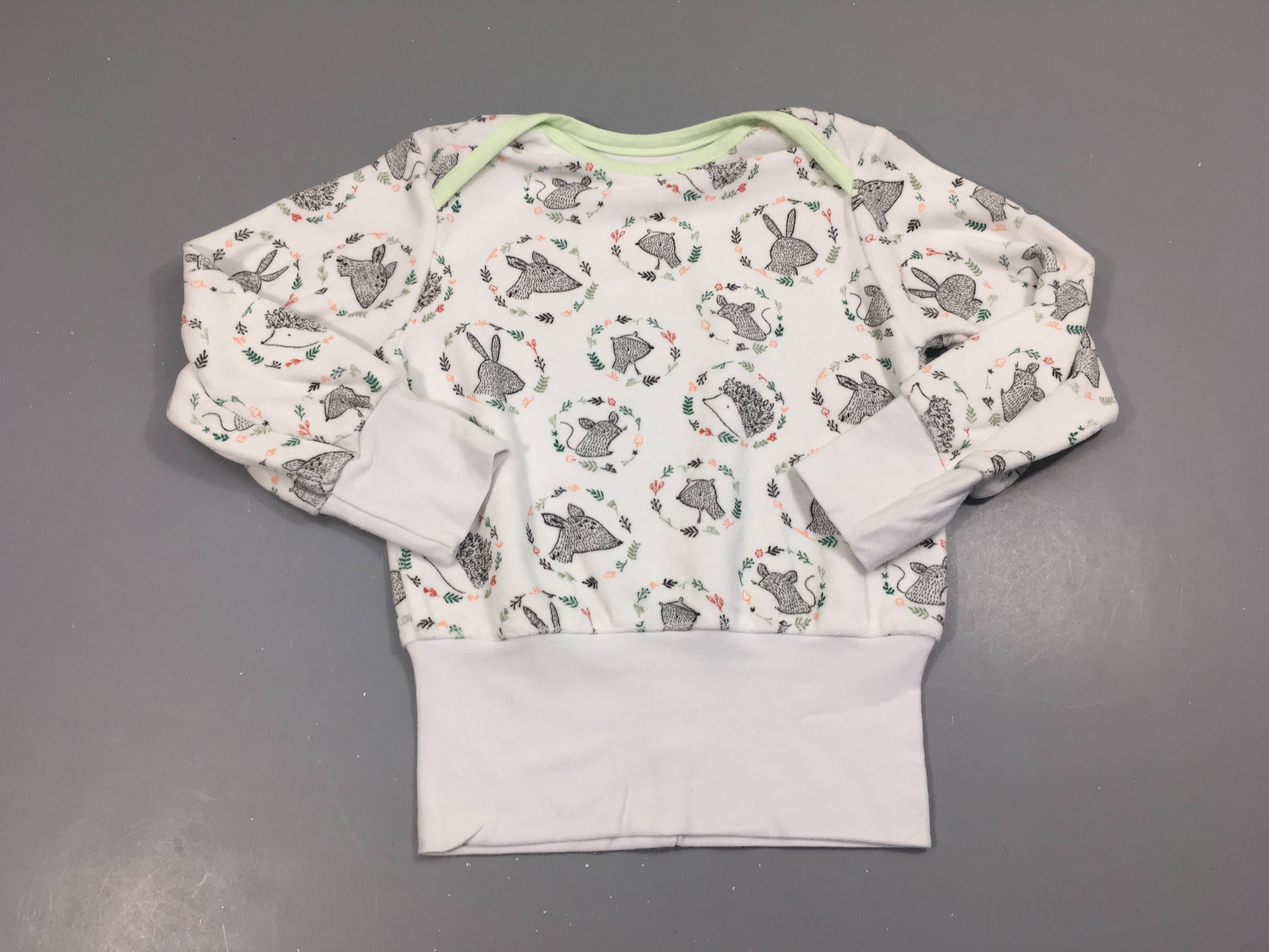 Etat neuf Pull évolutif velours blanc animaux nature&pitchounes