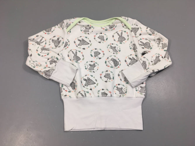 Etat neuf Pull évolutif velours blanc animaux nature&pitchounes, moins cher chez Petit Kiwi