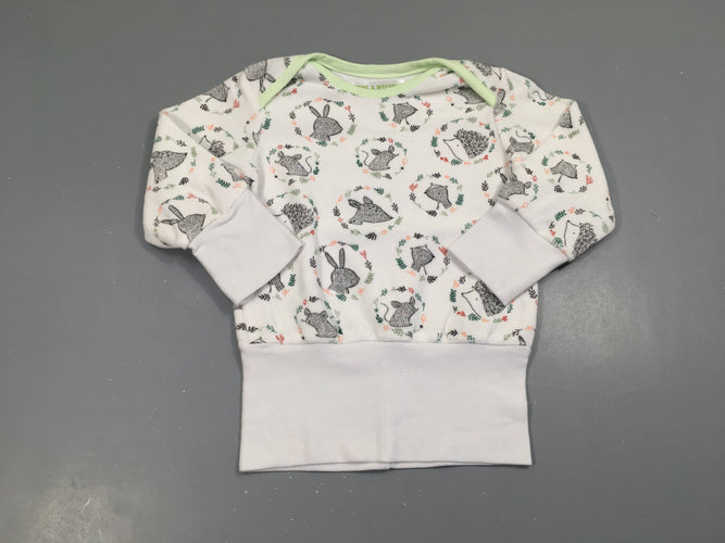 Etat neuf Pull évolutif velours blanc animaux nature&pitchounes, moins cher chez Petit Kiwi