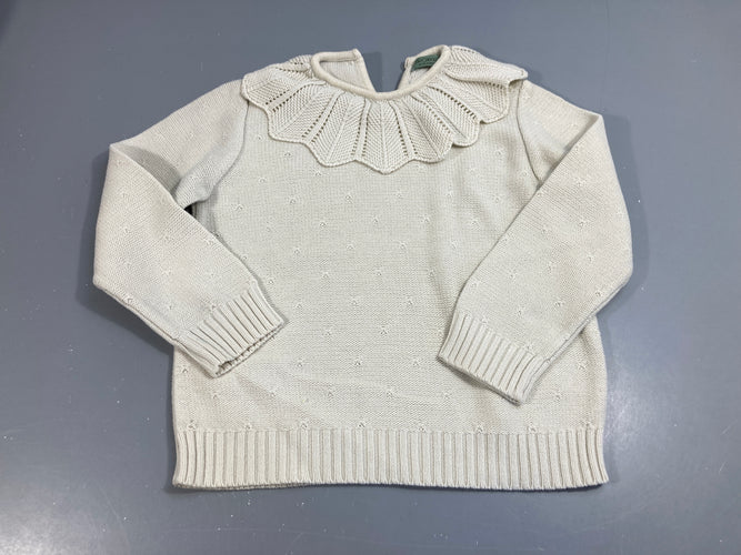 Pull  écru col volant, GROVIGLI, moins cher chez Petit Kiwi
