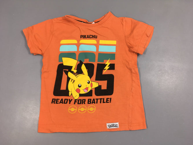 T-shirt m.c orange Pikachu, moins cher chez Petit Kiwi