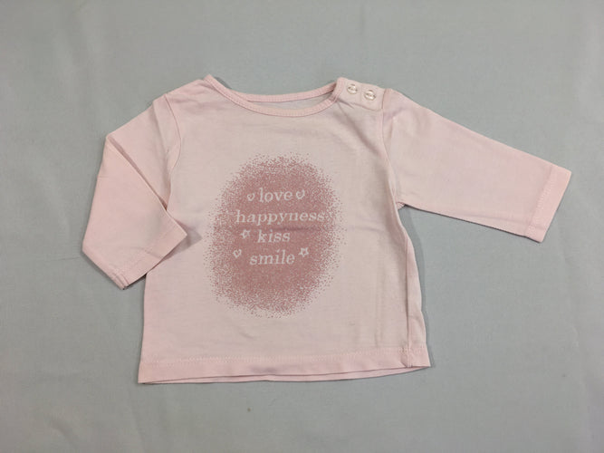 T-shirt m.l rose Loved, moins cher chez Petit Kiwi