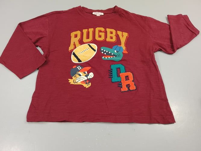 T-shirt m.l bordeau crocodile, tigre "Rugby ", moins cher chez Petit Kiwi