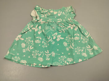 Robe m.c turquoise à fleurs blanches