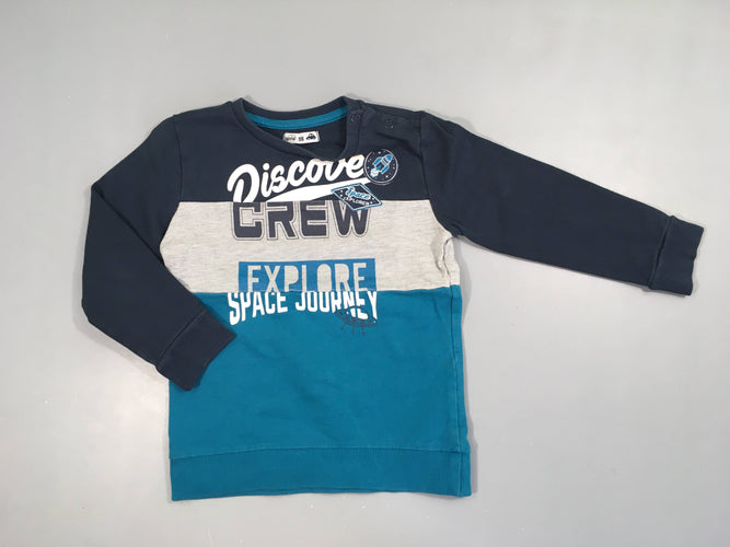 Sweat léger bleu-gris CREW, moins cher chez Petit Kiwi