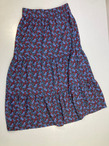 Jupe 3/4 bleu foncé  motifs bleu rouge foncé, moins cher chez Petit Kiwi