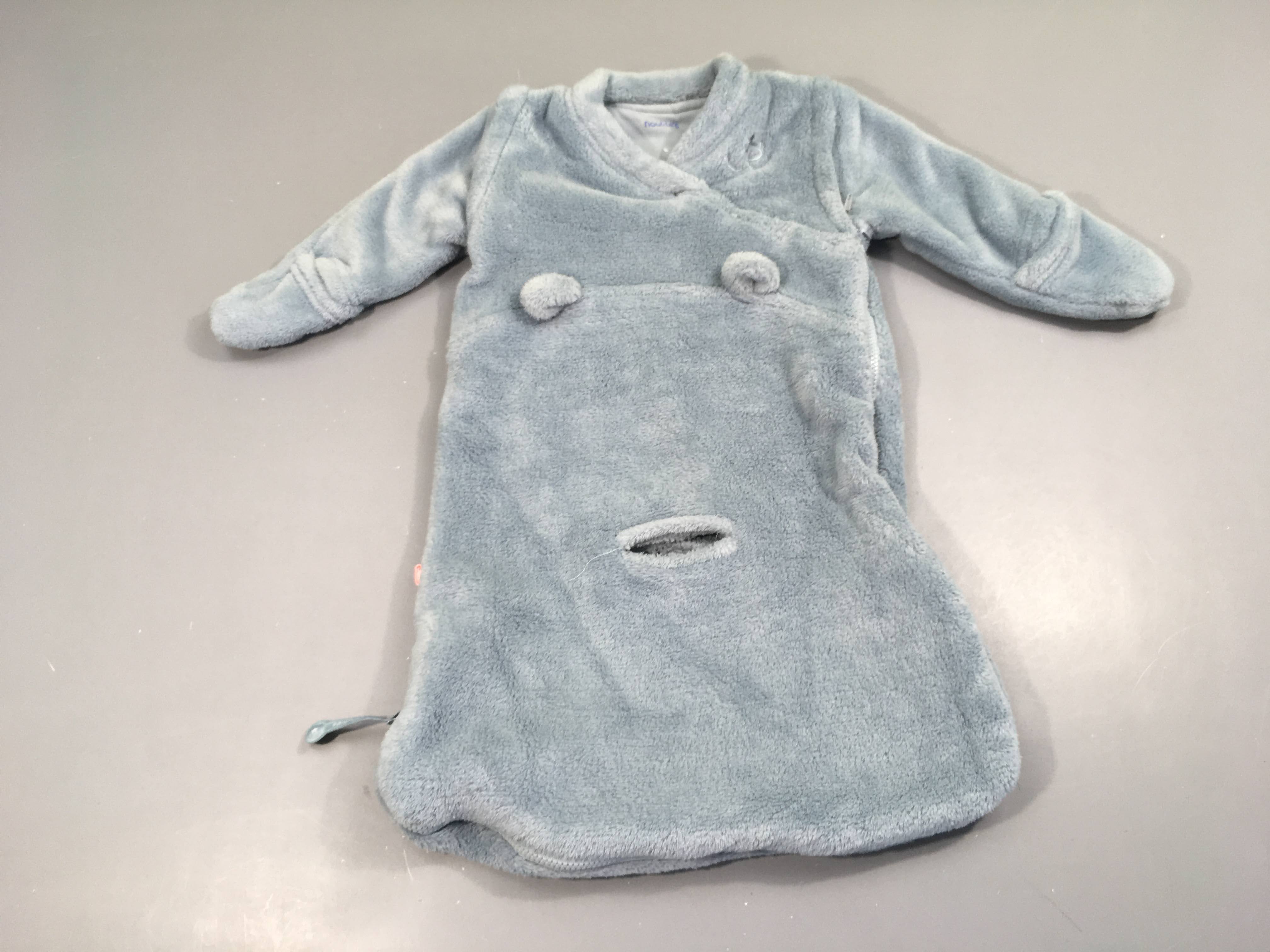 Sac de couchage veloudoux bleu manches amovibles oreilles