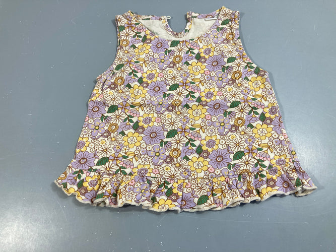 T-shirt s.m fleurs mauve/vert/jaune, moins cher chez Petit Kiwi