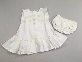 Robe m.c blanc fleurs tulles + culotte