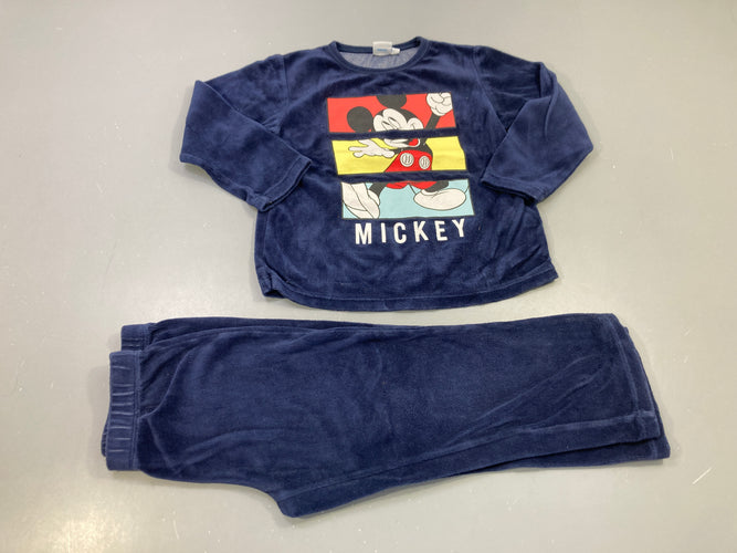 Pyjama 2pcs velours  bleu marine Mickey, moins cher chez Petit Kiwi