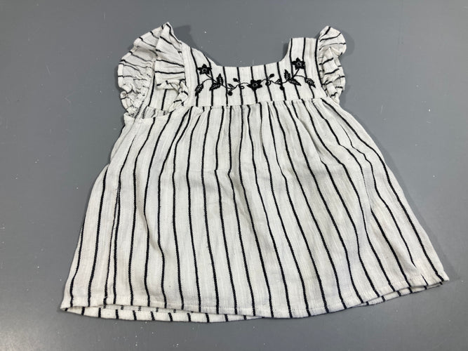 Blouse s.m lignes blanc/noir, légèrement bouloché, moins cher chez Petit Kiwi