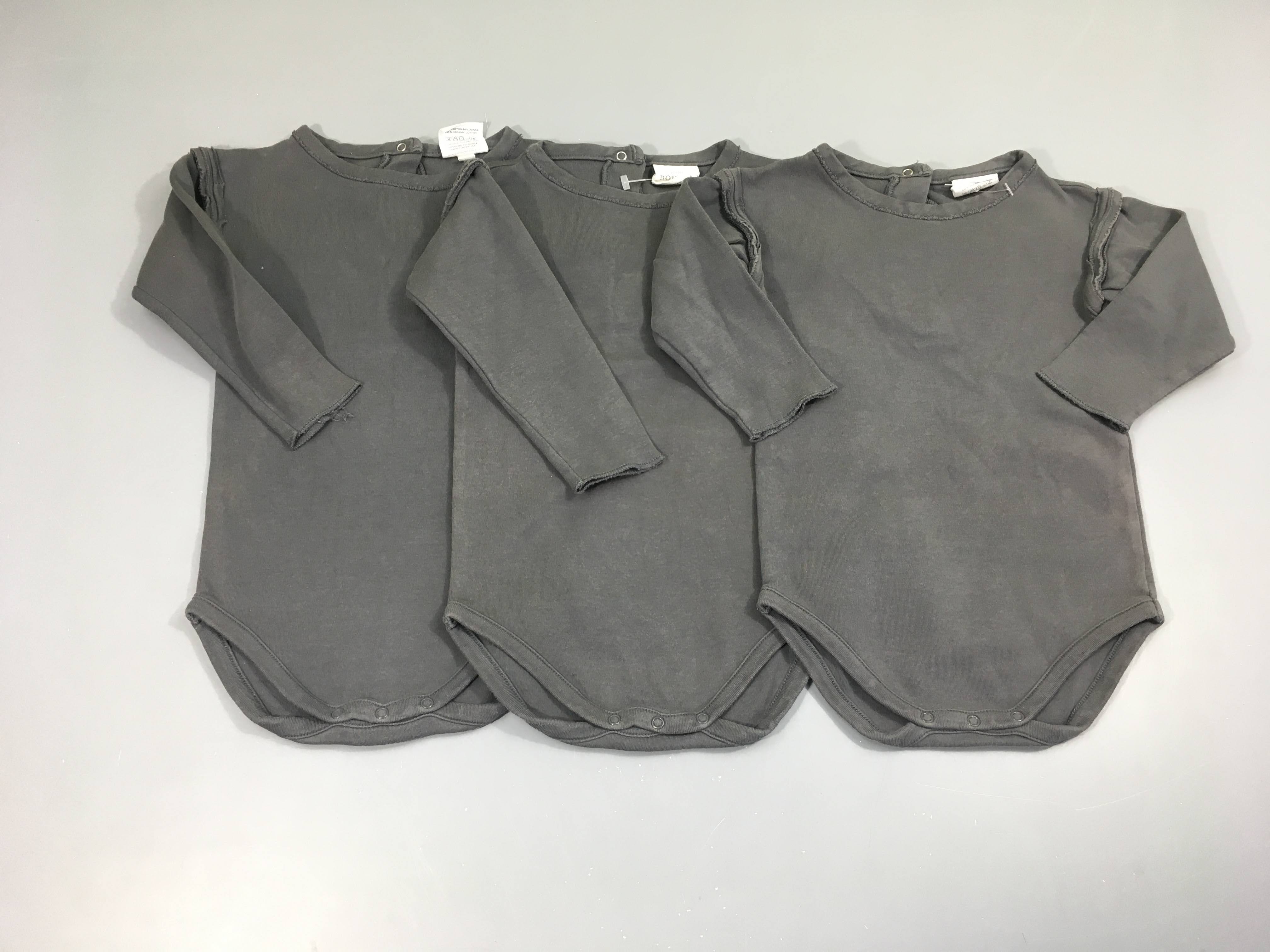 Lot de 3 bodies ml gris effet effiloché Studio Bohème