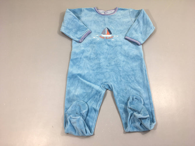 Pyjama velours bleu bateau, moins cher chez Petit Kiwi