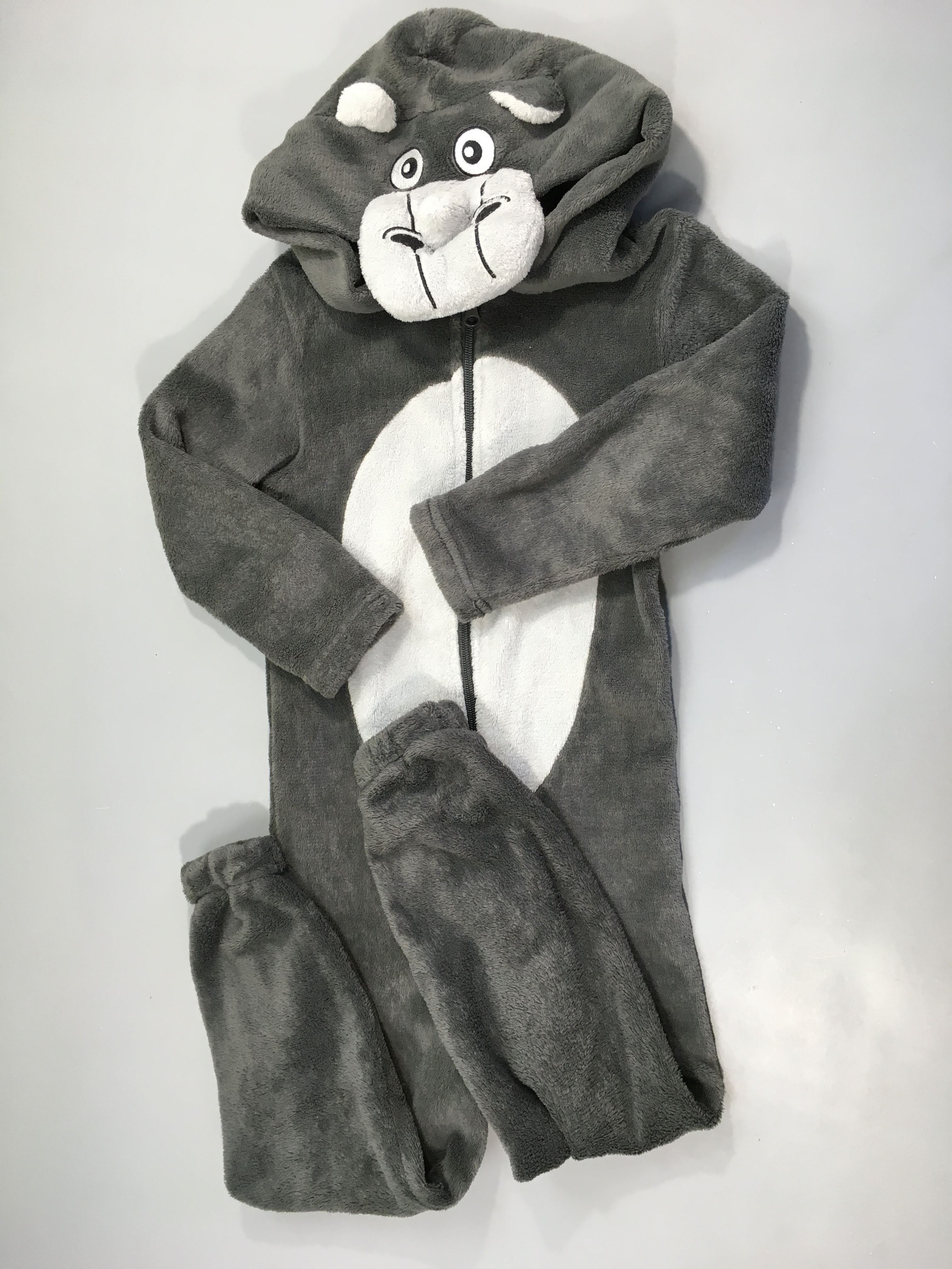 Combinaison velours gris foncé à capuche gorille