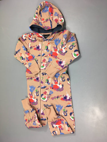 Etat neuf combinaison zippée jersey brun motifs licornes à capuche Aarre, moins cher chez Petit Kiwi