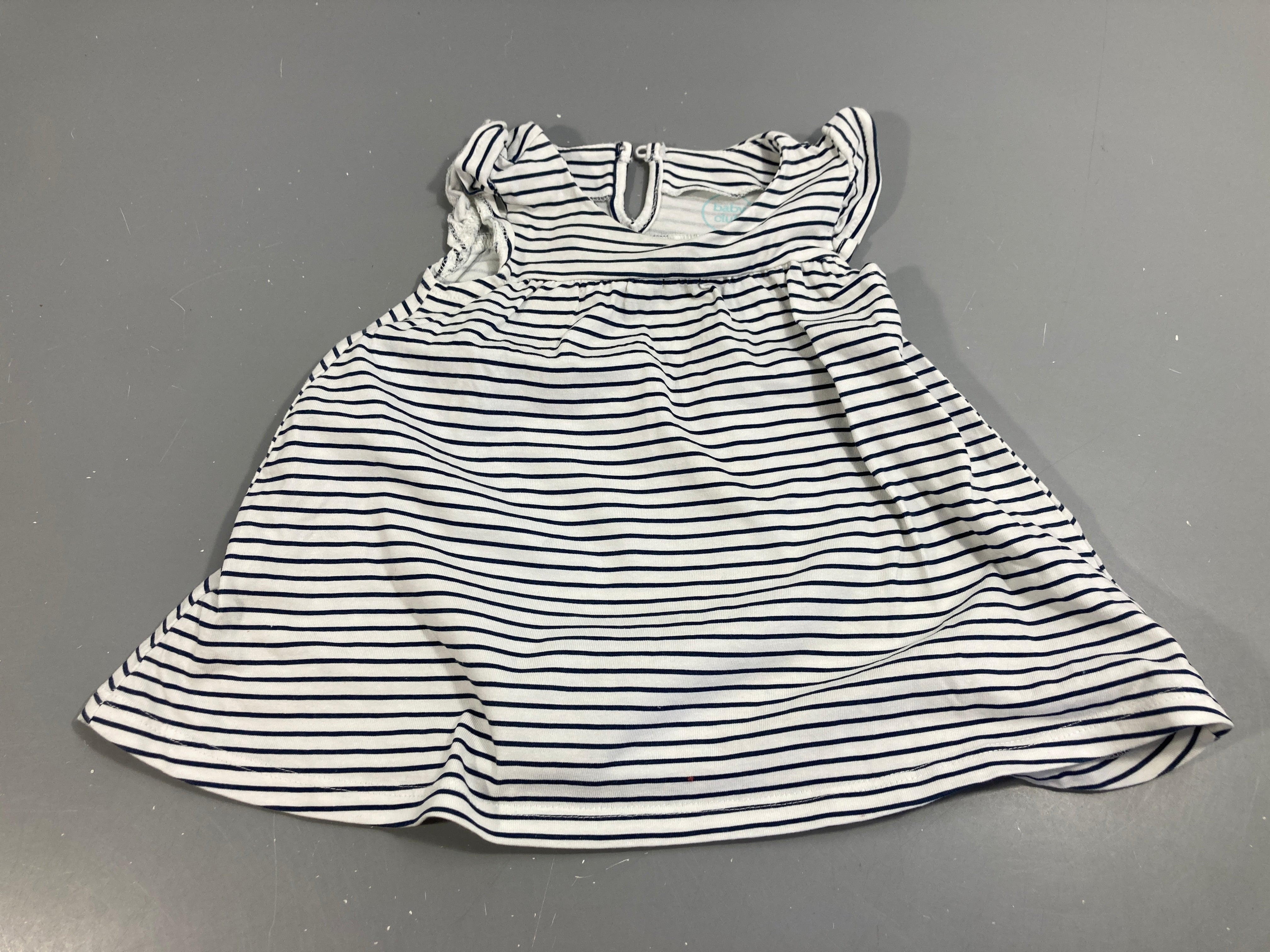 Robe s.m jersey rayé bleu/blanc, baby club