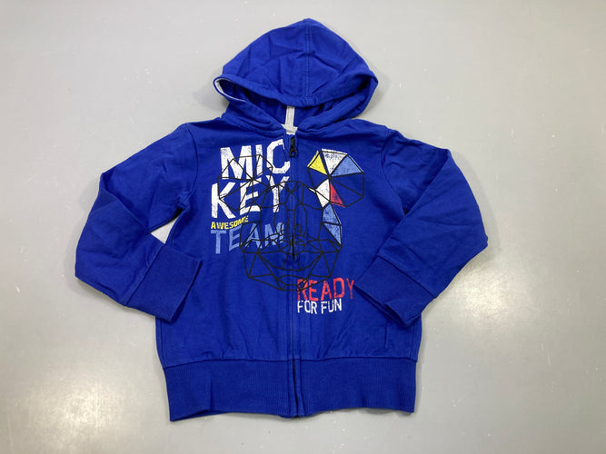 Sweat zippé à capuche bleu électrique " Mickey", moins cher chez Petit Kiwi